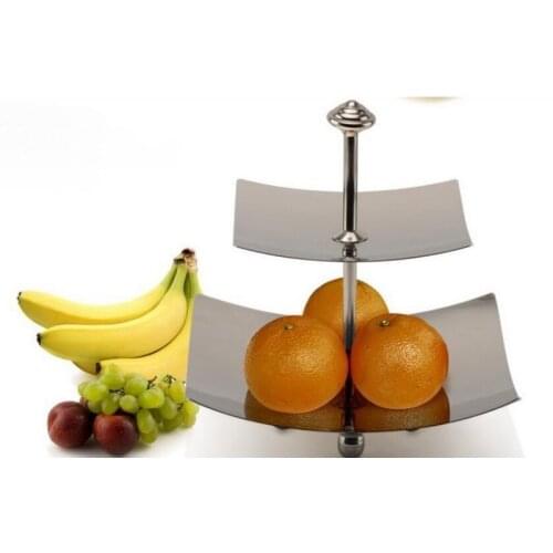Stainless steel creative boat two-layer double living room fruit plate candy buffet pastry plate KTV Storage Holders