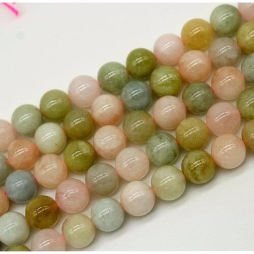Round Morgan Stone Jewelry Loose Beads Natural Stone Beads DIY Beads For Bracelet Or Necklace Making Strand 15" Wholesale