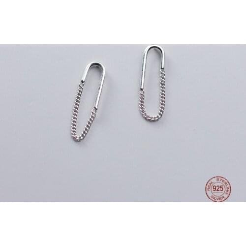 LKO 925 Sterling Silver Stud Earrings U Shape Long Tassels Chain Earring For Women 2021 New Trend Minimalism Jewelry Ornaments