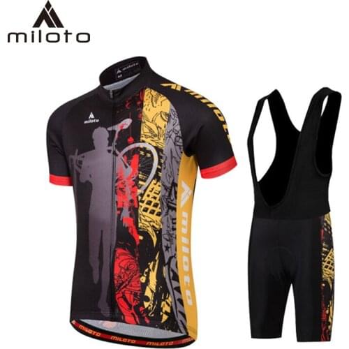 MILOTO cycling jersey set short sleeve Jersey and bib shorts bike set cycling clothing riding bike Jersey Ropa ciclismo hombre