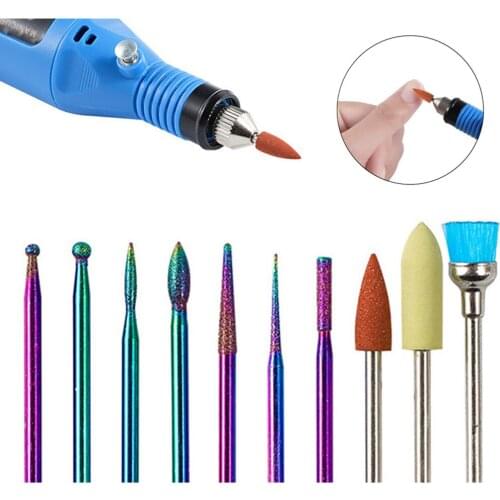 10Pcs Diamond Burr Nail Drill Bits Set Rainbow Coating Carbide Cuticle Milling Cutter Electric Grinder for Manicure Pedicure