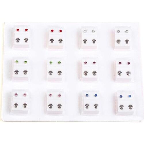 12Pairs Medical Earrings Piercing Tool Kits-Surgical Steel Ear Studs Earrings Set Women Jewelry Piercing Stud Earring