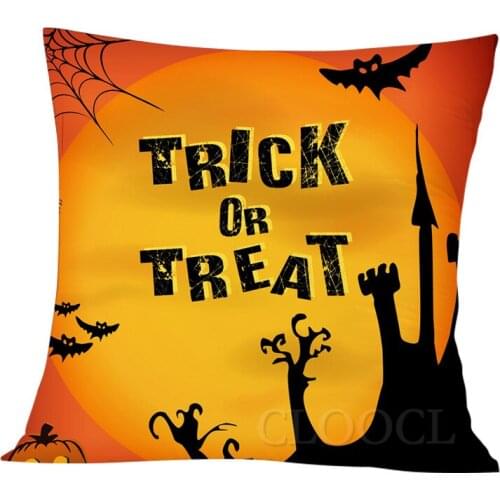 CLOOCL Halloween Theme Pillow Cover Trick or Treat 3D Printed Funny Festival Party Accessories Home Textile For Car Sofa Bedroom