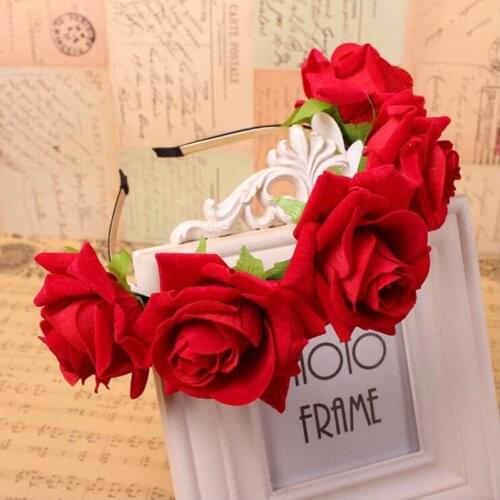 5pcs/lot Women Hair Accessories Rose Flowers Hairbands 8cm Floral Hair Hoop For Children Bride Wedding Headdress or decorations