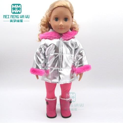 Clothes for doll fit 45cm American doll accessories Fashion shiny cotton coat princess dress