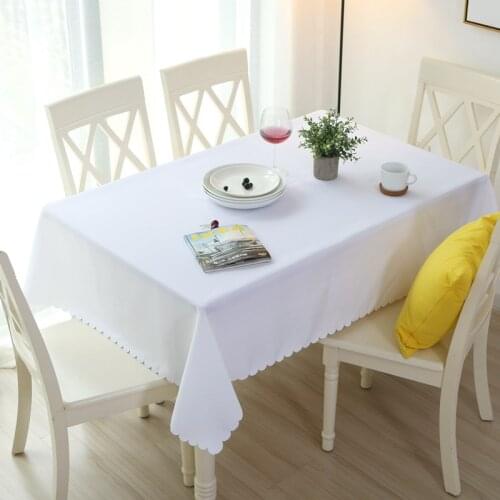 Solid Color Rectangular Dining Table Cover 100% Polyester Coffee Table Tablecloth Rectangle For Hotel Wedding Party Decoration