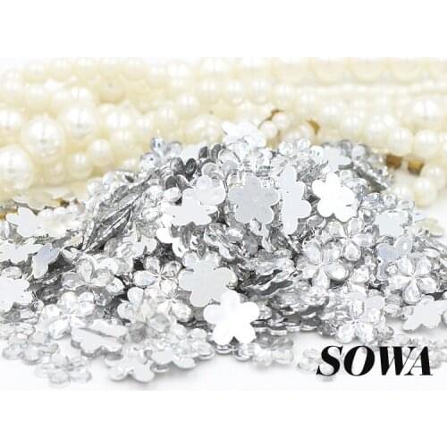 Wholesale 2000pcs/Lot Size 10mm Crystal Color Plum Flower Round Acrylic Flat Back Nail Art for DIY