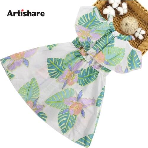 Dresses For Girls Floral Pattern Dress For Girl Summer Children Dress Casual Style Costume Girl 6 8 10 12 14