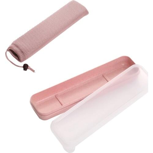 Wheat Straw Transparent Cover Durable Tableware Box Set With Storage Bag Outdoor Portable Practical Home School Travel Reusable