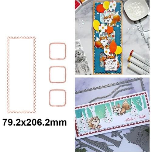 Rectangular Slimline Wavy Frame 3 Square Grids Metal Cutting Dies Scrapbooking Album Paper Diy Cards Crafts New Embossing Dies