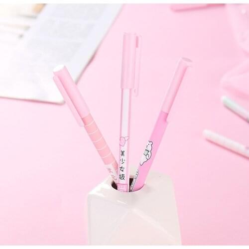 30 Pcs Pen Creative Personality Small Fresh Text School Bully Pink Neutral Pen Black Cute Simple Pink Student Supplies