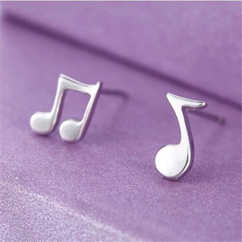 1 Pair Womens Classic Simple Cute Musical Notes Asymmetry Ear Stud Earrings Hypoallergenic Fashion Jewelry E0016