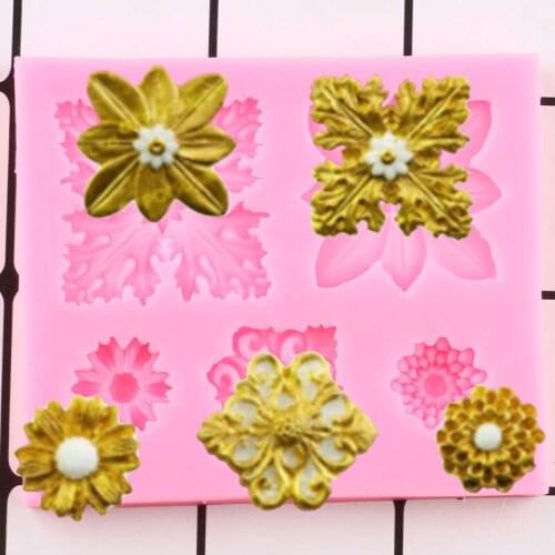 Jewelry Flower Cake Border Silicone Mold Gem Relief Fondant Cake Decorating Tools Gumpaste Chocolate Candy Resin Clay Moulds