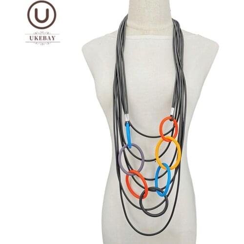 UKEBAY NEW Big Pendant Necklaces Women Designer Luxury Necklace Handmade Rubber Jewelry For Party Clothes Accessories Gift Woman