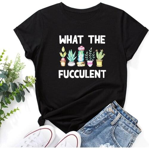 Cactus Letter Printed Women T-Shirt Plus Size 100%Cotton T Shirts Summer O Neck Short Sleeve Tshirt Female Soft Top Basic Tees