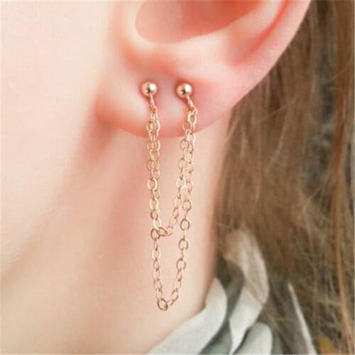 925 Silver Two Hole Earrings Gold Tassel Jewelry Handmade Vintage Jewelry Minimalist Brincos Boho Oorbellen Earrings For Women