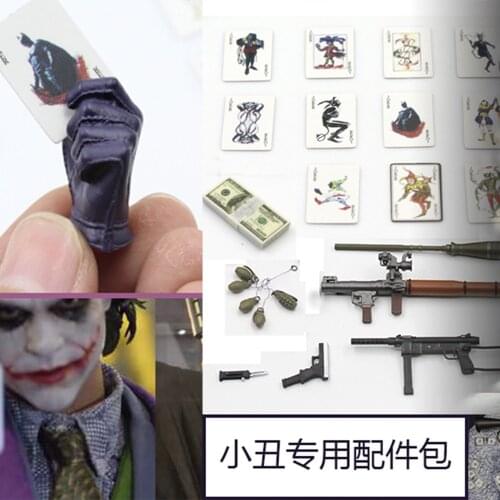 1/6 Joker Guns Pocket Knife Grenade Poker Male Soldier Weapon Accessories Male Hand Model Toy Fit 12'' Action Figure Body