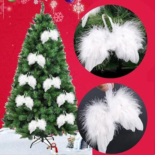 10Pcs White Vintage Feather Wing Lovely Chic Angel Christmas Tree Decoration Hanging Ornament Home/Party/Wedding Ornaments