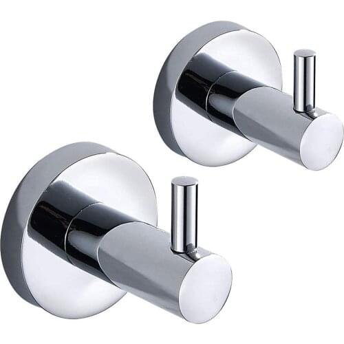 2Pcs Stainless steel chrome plated towel hook bathroom accessories clothes hook strong and transparent non-punch universal hook