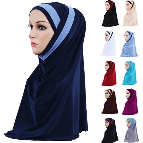 2pcs Muslim Hijab Islamic Jersey Turban Women Under Scarf Bone Bonnet Inner Cap Head Scarf Full Cover Inner Hijabs Wrap
