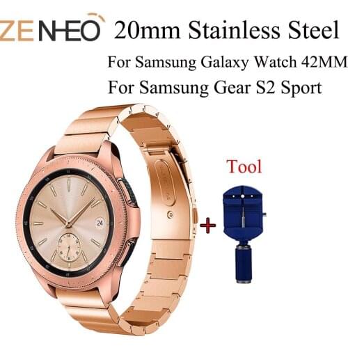 20mm Stainless Steel Watch Bands For Samsung Galaxy 42mm Bracelet Strap for Samsung Gear S2 Classic/Sport Band with Adjust Tool