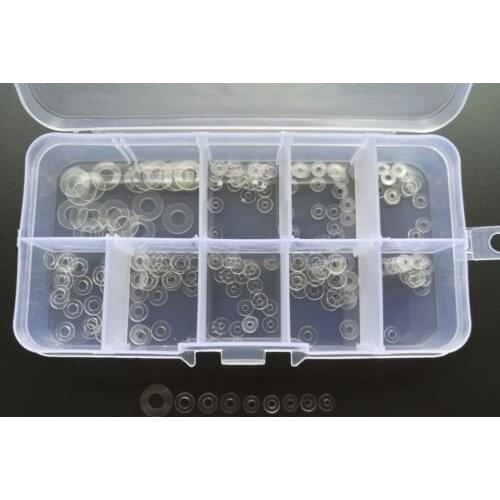 225pcs Ultra-thin Washer Gasket 0.3mm Thickness PE Plastic Clear M1.6 M1.8 M2 M2.2 M2.3 M2.5 M2.8 M3 M5 High Quality