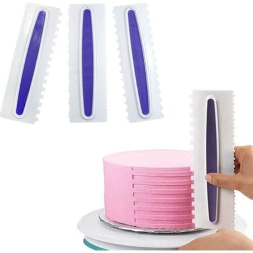 3pcs Cream Scraper Cake Decoration Smoothing Tool Plastic Baking Spatula Demoulding Knife Combination