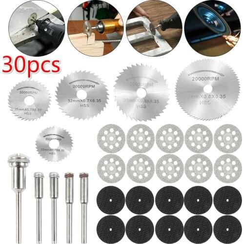 30 Pcs Diamond Cutting Discs Metal Saw Blade Set Cutting Tool Saw Blades for Dremel Metal Cutter Power Tools Wood Cutting Discs