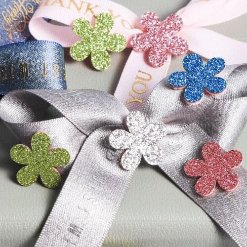 50pcs/lot Glitter Flower DIY Craft Hair Accessories Supplies Handmade Hair Bows Clips Headwear Applique for Women Girls