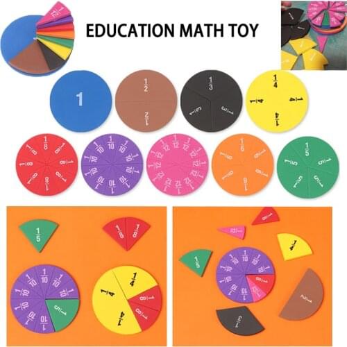 51Pcs EVA Round Shaped Fraction Instrument Demonstrator Montessori Math Educational Toy Math Teaching Gift Student Learning Tool