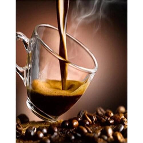 5D DIY Square "Coffee And Coffee Beans"Embroidery Diamond Painting Cross Stitch Rhinestone Mosaic Home Decoration FC478