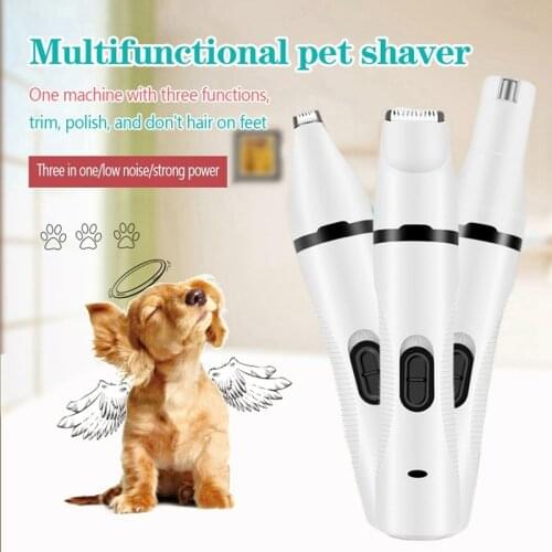 3 IN 1 Pet Grooming Kit Rechargeable Pets Clippers Dog Cat Hair Trimmer Paw Nail Grinder Foot Cutter Hair Cutting Machine