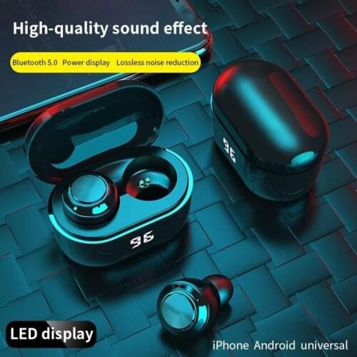 ALDNOAH Mini 2021 Wireless Button TWS 5.0 Bluetooth Earphones Control Headphones LED Display Sports Waterproof Headset