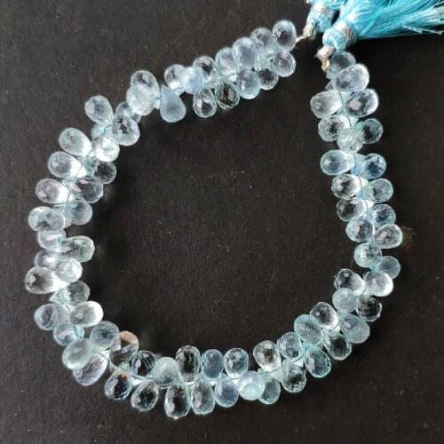 LOOSE BEADS Aquamarine drop faceted 6-8mm light blue color Wholesale for DIY 18cm