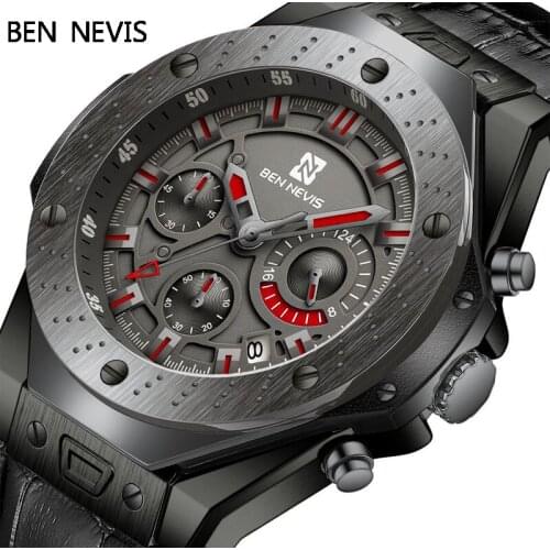 Luxury Brand Men Leather Sports Watches Mens Army Military Watch Quartz Waterproof Clock Relogio Masculino