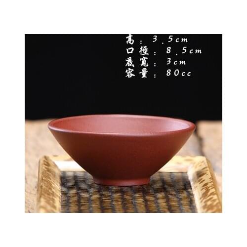 Kung Fu tea cup The Real YiXing Purple clay tea cup Undressed ore Qing Cement sample tea cup about 80 ml of mud painting