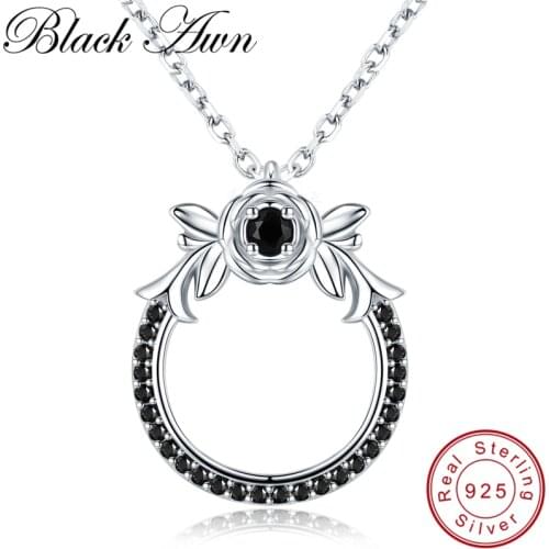 Black Awn 2019 New Classic Arrive 925 Sterling Silver Fine Jewelry Trendy Flower Engagement necklaces & pendants for Women KK026
