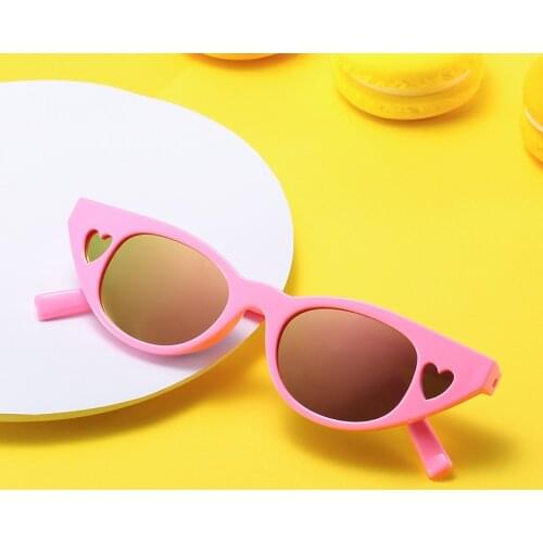 Children Round Cateye Sunglasses Fashion Loveliness Love Decoration Kid Sun Glasses Boy Girl Unisex Retro UV400 Mirror Goggle
