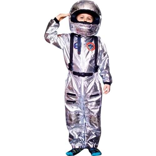 SNAILIFY Silver Spaceman Jumpsuit Boys Astronaut Costume For Kids Halloween Cosplay Children Pilot Carnival Party Fancy Dress