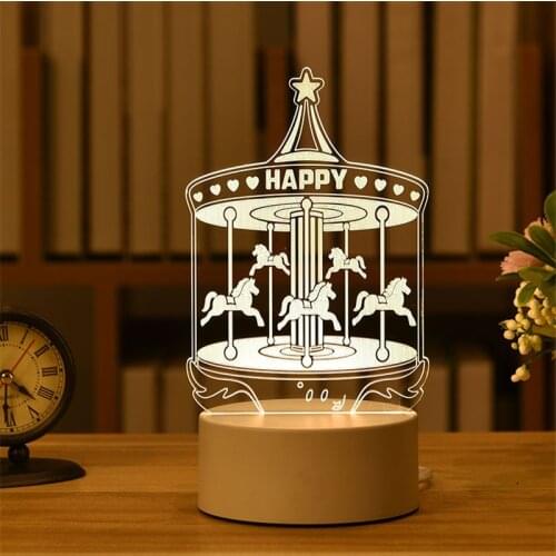 Childrens Birthday Gift Carousel/bear/flower/guitar/castle Night Light for Home Decoration Easter Wedding Valentines Day Gift