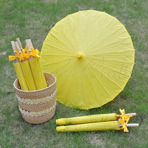 [ Fly Eagle ]30PCS Summer Beach Wedding Paper Bamboo Parasol Sun Yellow Umbrella Party Gift