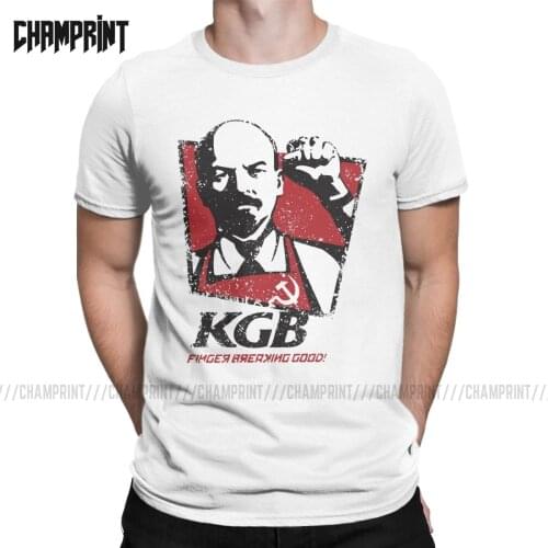 KGB Lenin The Soviet Union T-Shirts Men Communist Communism Ussr Marx Comrades Russia Pure Cotton Tee Shirt Short Sleeve T Shirt