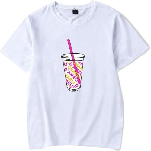 White Ice Coffee Splatter T-shirt Charli Damelio Girl T Shirt Print Oversize O-neck Short New Short Sleeve for Unisex Top Summer