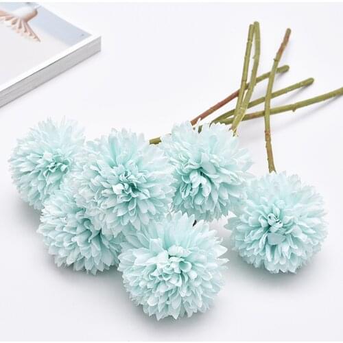 6Pcs Artificial Flowers Fake Flowers Artificial Chrysanthemum Ball Flowers Hydrangea Silk Flower Heads Bridal Wedding Bouquet