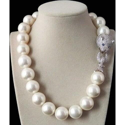 Beautiful NEW Huge 20mm Genuine White South Sea Shell Pearl Necklace 19" AAA Crystal Clasp