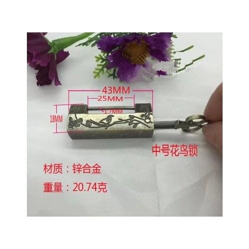 A14 Small Chinese antique lock box cross open padlock Zinc alloy lock old ancient locks