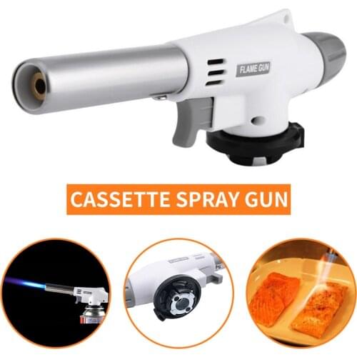 Metal Portable Gas Torch Flame Gun Blowtorch Soldering Cooking Butane AutoIgnition BBQ Heating Welding Gas Burner Flame Lighter