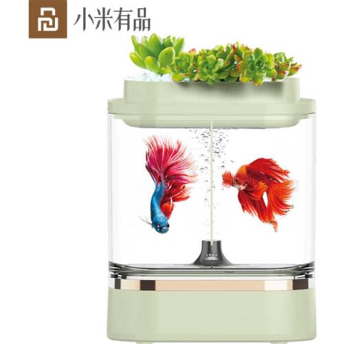 YOUPIN Mini Lazy Fish Tank PRO Various LED Glare Low Noise Partitionable Double Filter USB Charging Home Office Aquarium