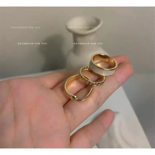 Resizable Hollow Rings Set for Women Punk Metal Geometric Round Finger Ring Fashion Jewelry Female Wedding Bands Party