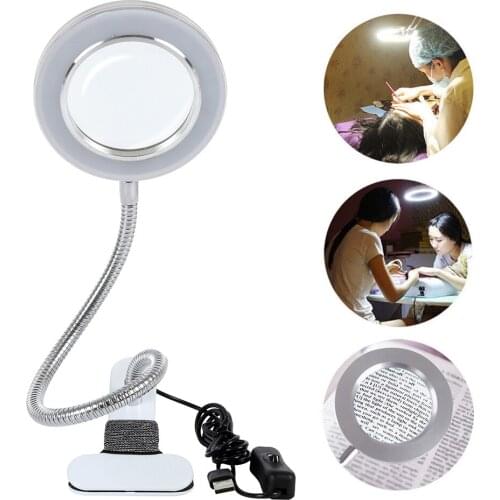 Magnifying Glass Desk Lamp Makeup Illuminator Equipment Beauty Nail Tattoo Lamp Portable Magnifier LED Eye Protect Reading Light